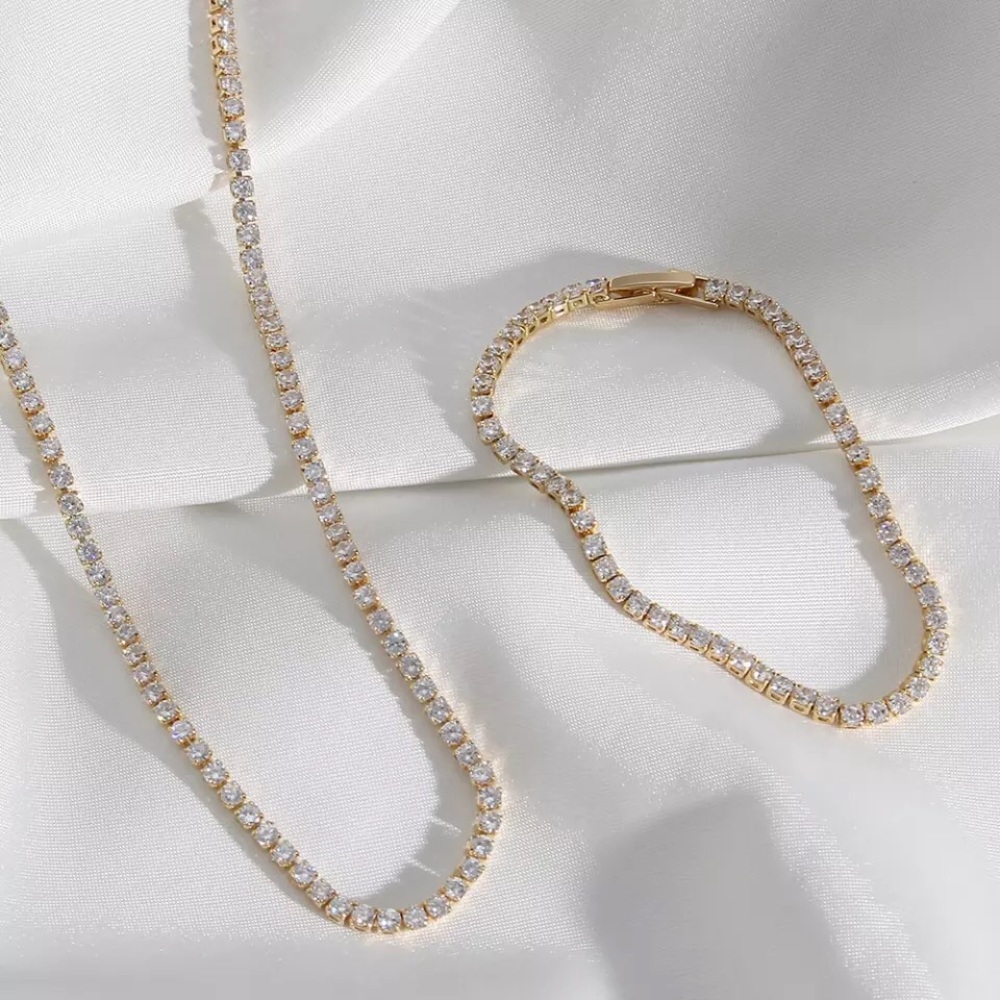 💎Tennis chain choker necklace 14k gold plated